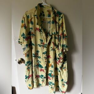 Cream and Green Tropical Shirt ks island 6xl